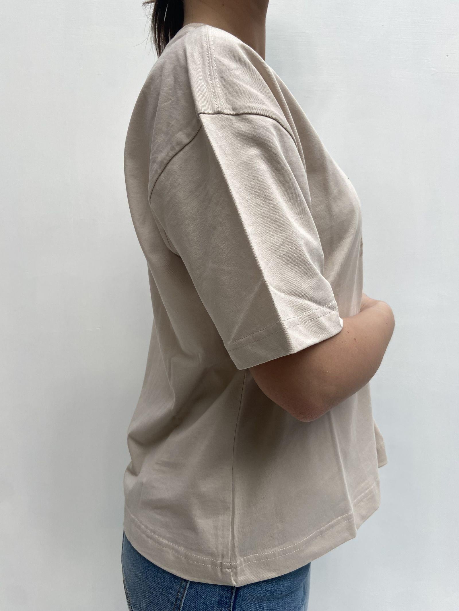 T-shirt con stampa TS301 BEIGE TOP-TEE