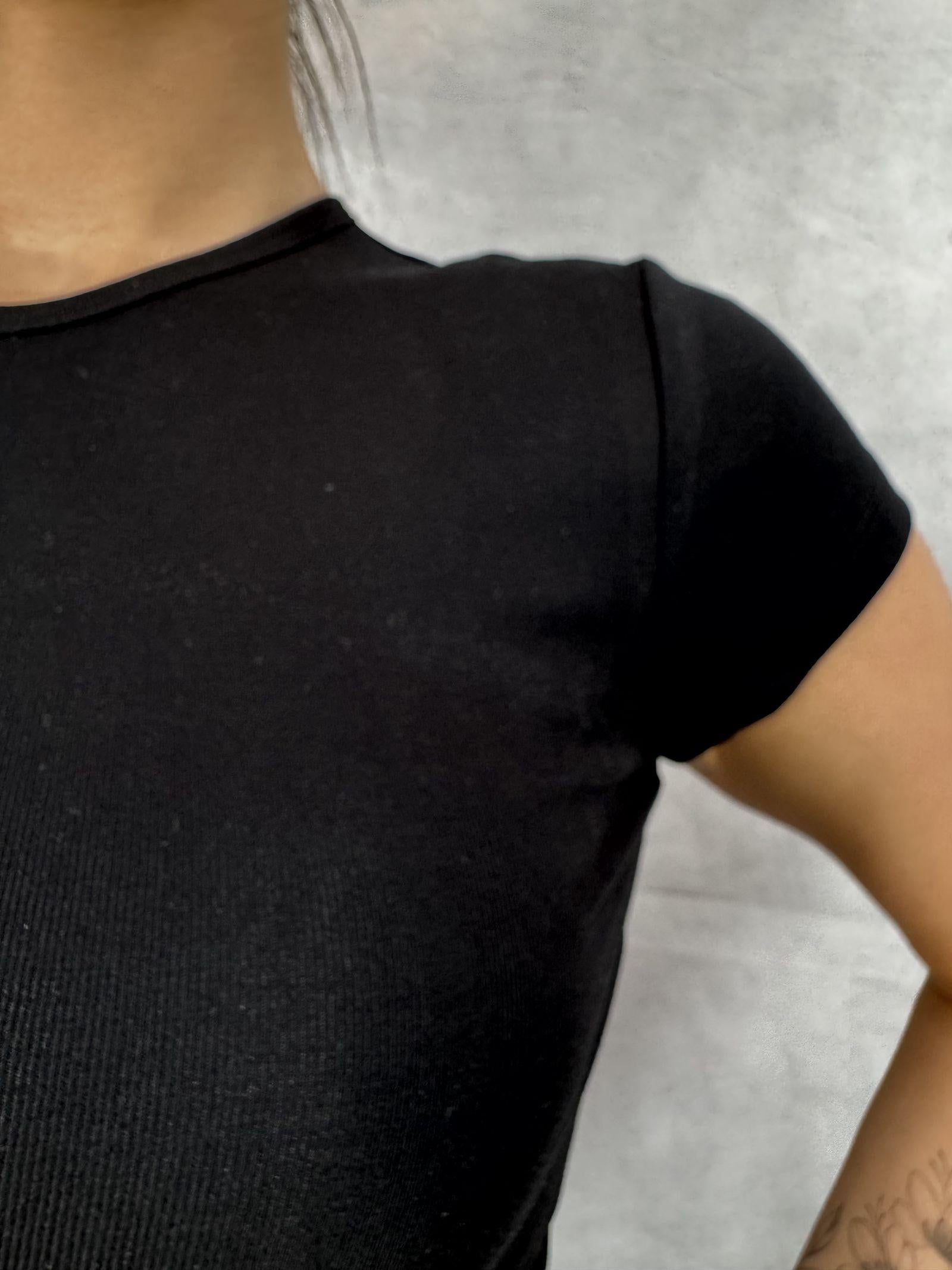 T- shirt girocollo maniche corte LC240321 NERO OFELIA