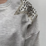 Felpa corta con stella argento A1277 GRIGIO OFELIA