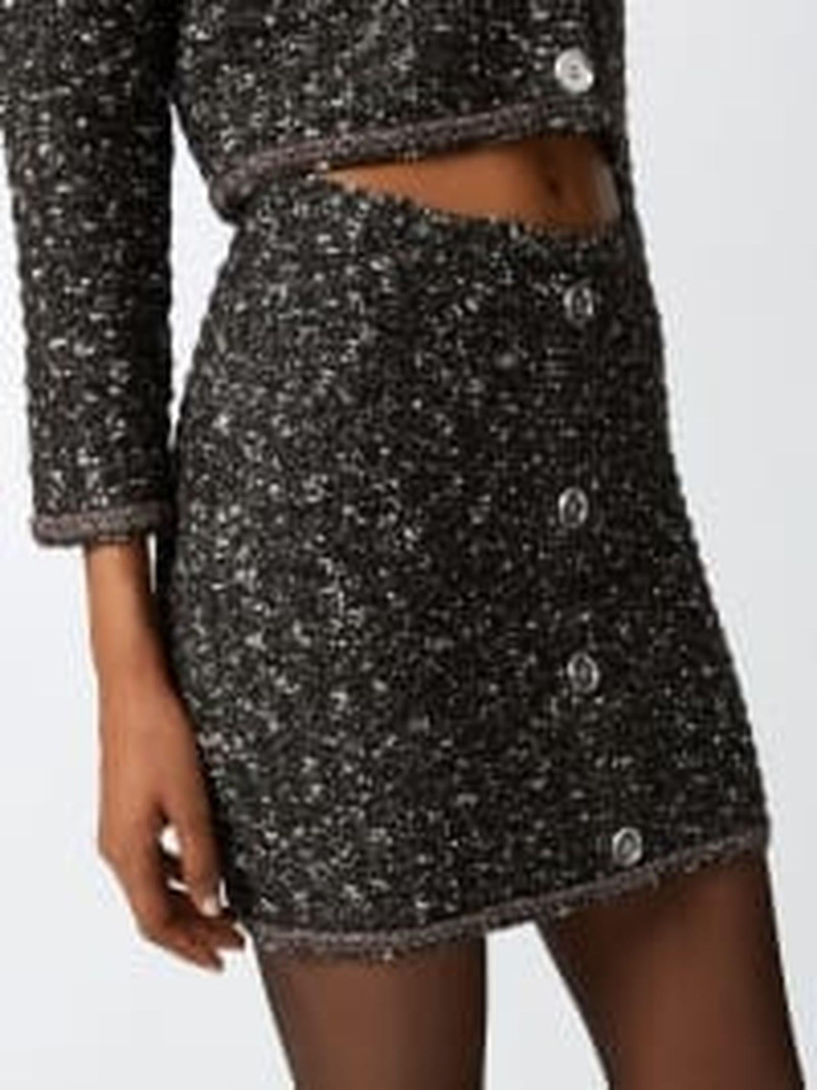 Minigonna in maglia bouclè con paillettes 103964-A21R ZM7 PINKO