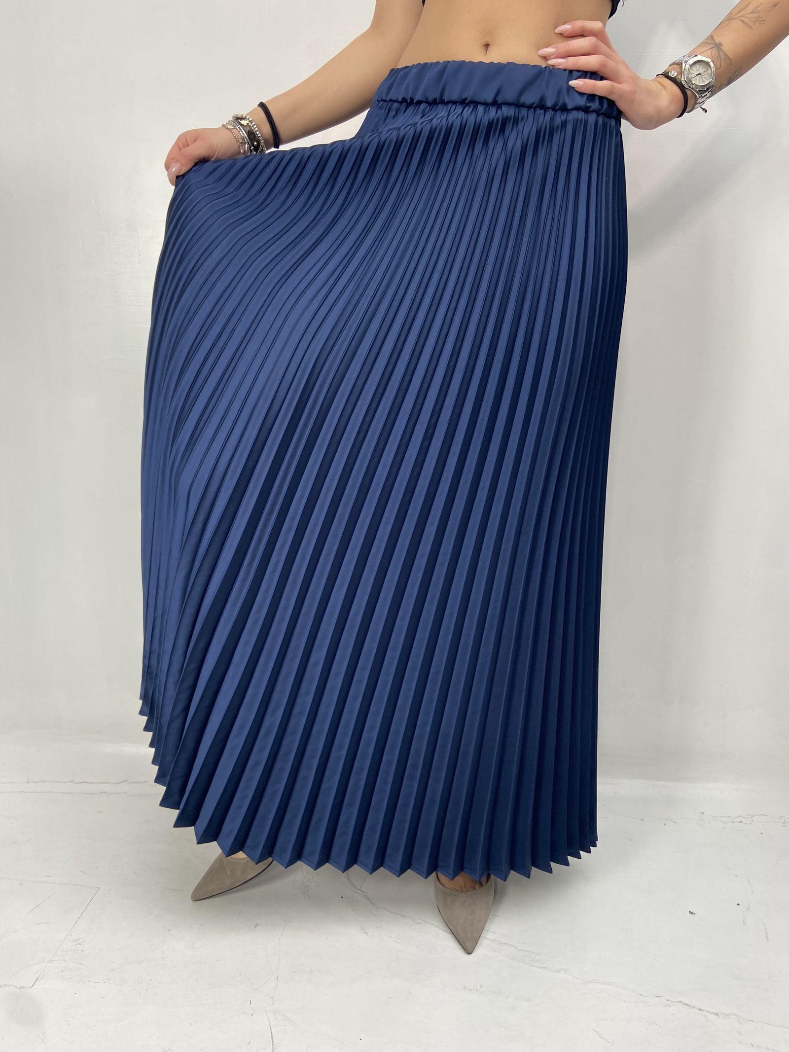 Gonna in raso plissè SK1183 BLU OFELIA