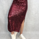 Gonna midi con paillettes MK14E-150 ROSSO OFELIA