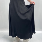 Gonna lunga satinata con elastico in vita 8078 NERO OFELIA