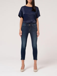 Jeans slim cropped con lavaggio scuro