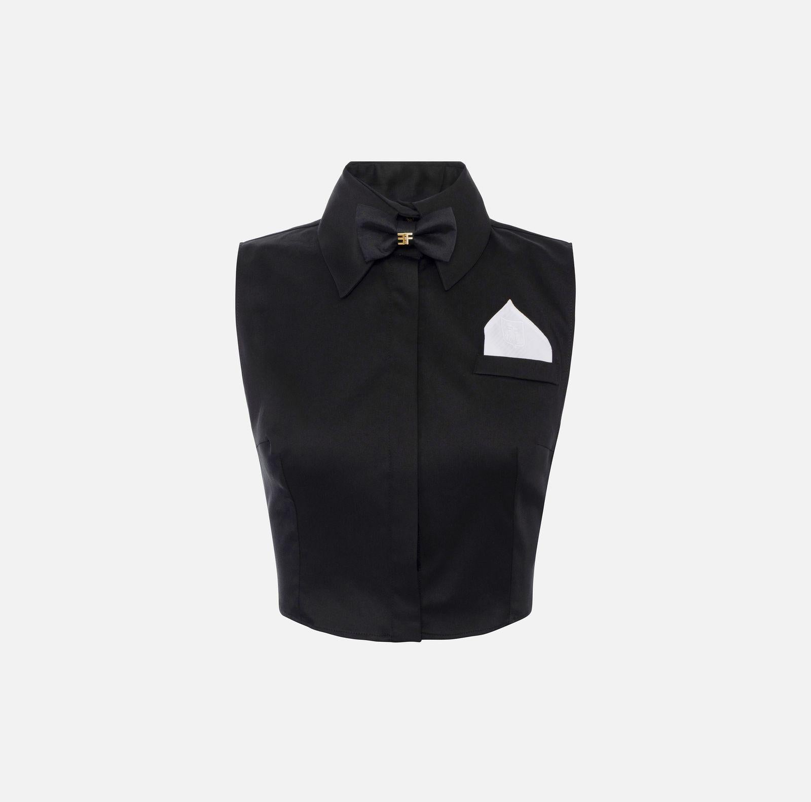 Camicia cropped con papillon CA10556E2 110 ELISABETTA FRANCHI
