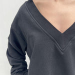 Felpa scollo a V ampio A1278 NERO OFELIA