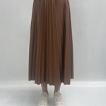 Gonna plissè effetto pelle MK92596 CARAMELLO OFELIA