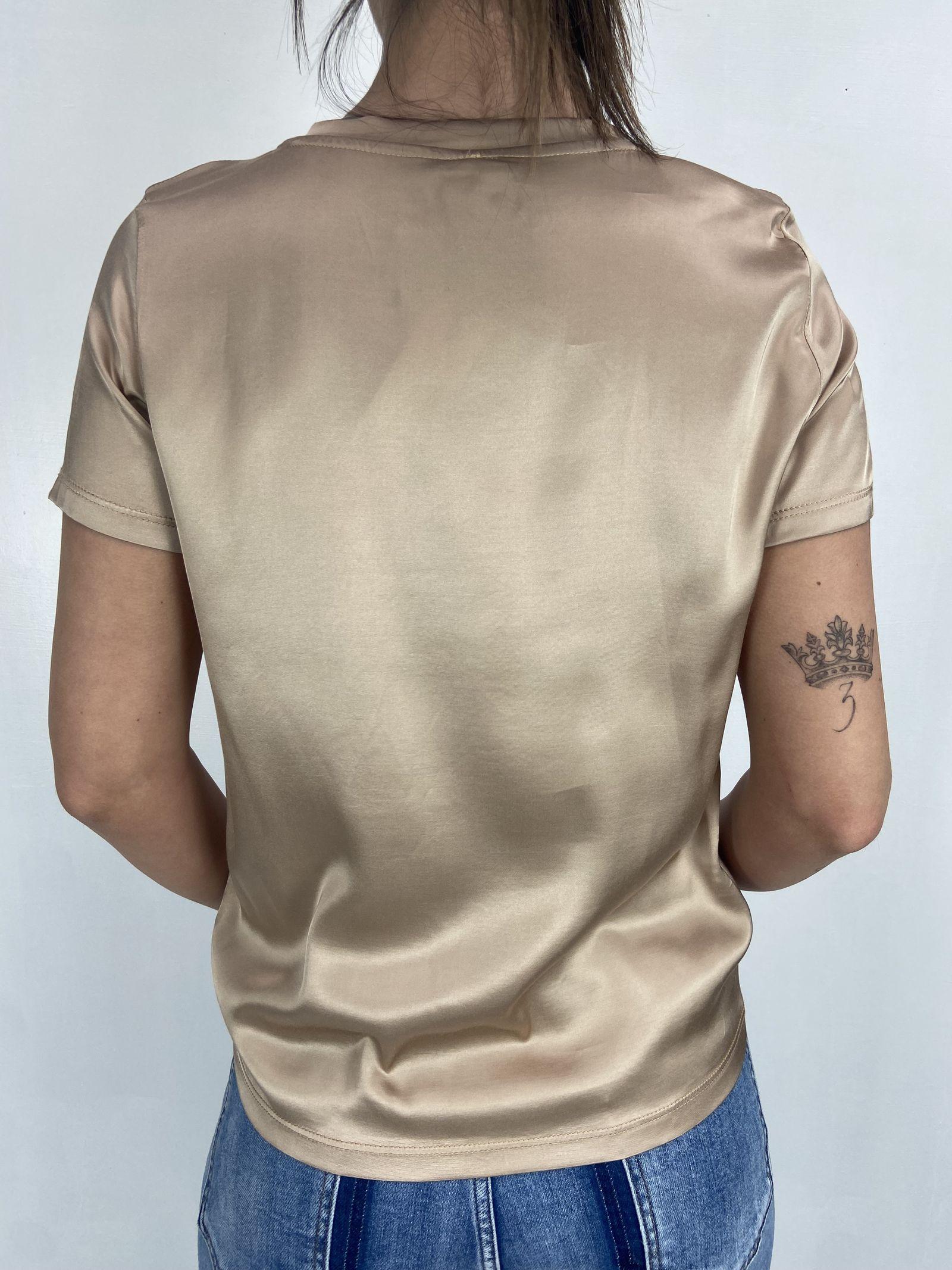 T-shirt lucida girocollo MM203633 CIOCCOLATO OFELIA