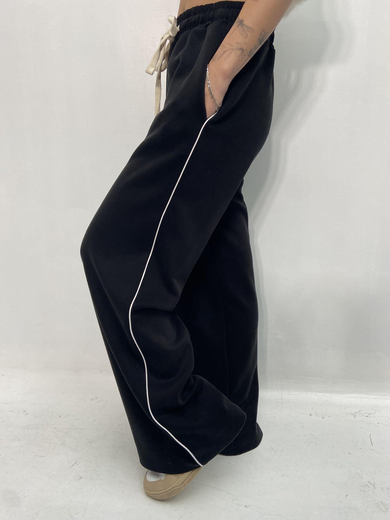 Pantalone gamba ampia Z6034 NERO OFELIA