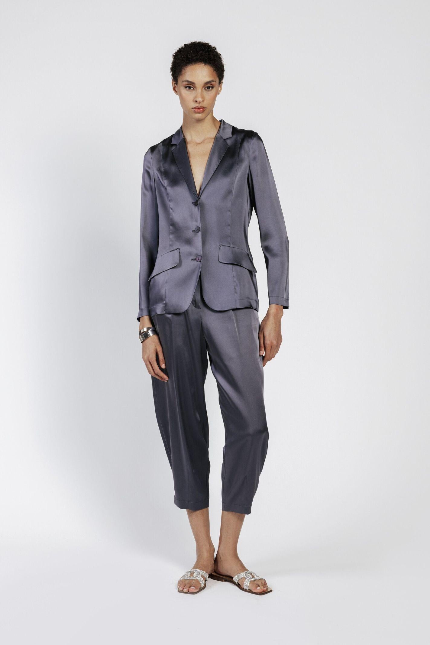 Giacca monopetto in satin IROM12D8 22 CARLA G.