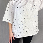 T- shirt mezze maniche con specchietti LC240339 BIANCO OFELIA