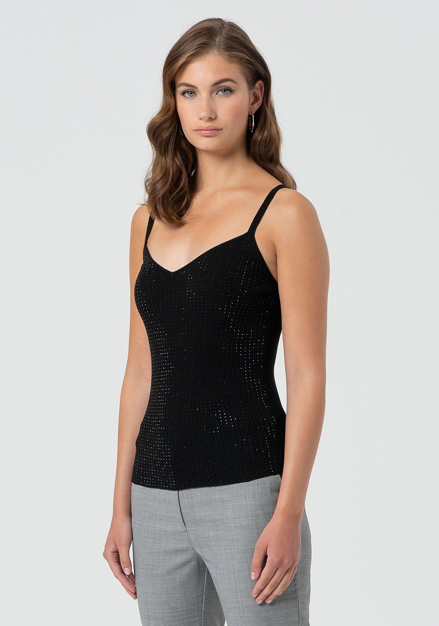 Top a canotta con strass FR25ST4006K410J9 053 FRACOMINA