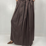 Gonna in raso con pieghe SK1027 MORO OFELIA