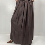 Gonna in raso con pieghe SK1027 MORO OFELIA