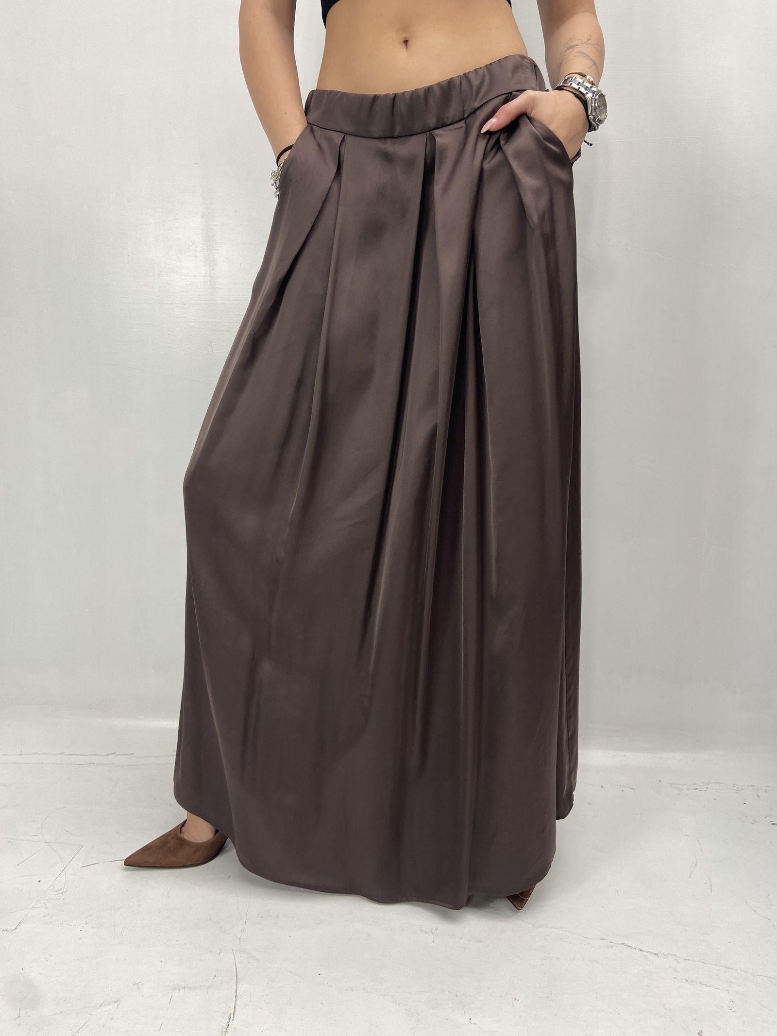 Gonna in raso con pieghe SK1027 MORO OFELIA