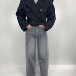 Giacca trench doppio petto B9603 NERO OFELIA