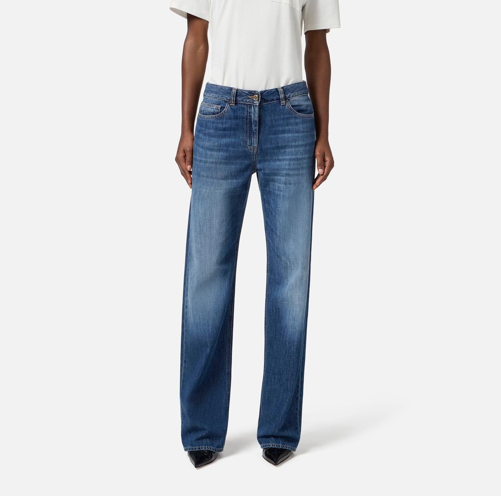 Jeans palazzo con logo PJ09I56E2 104 ELISABETTA FRANCHI