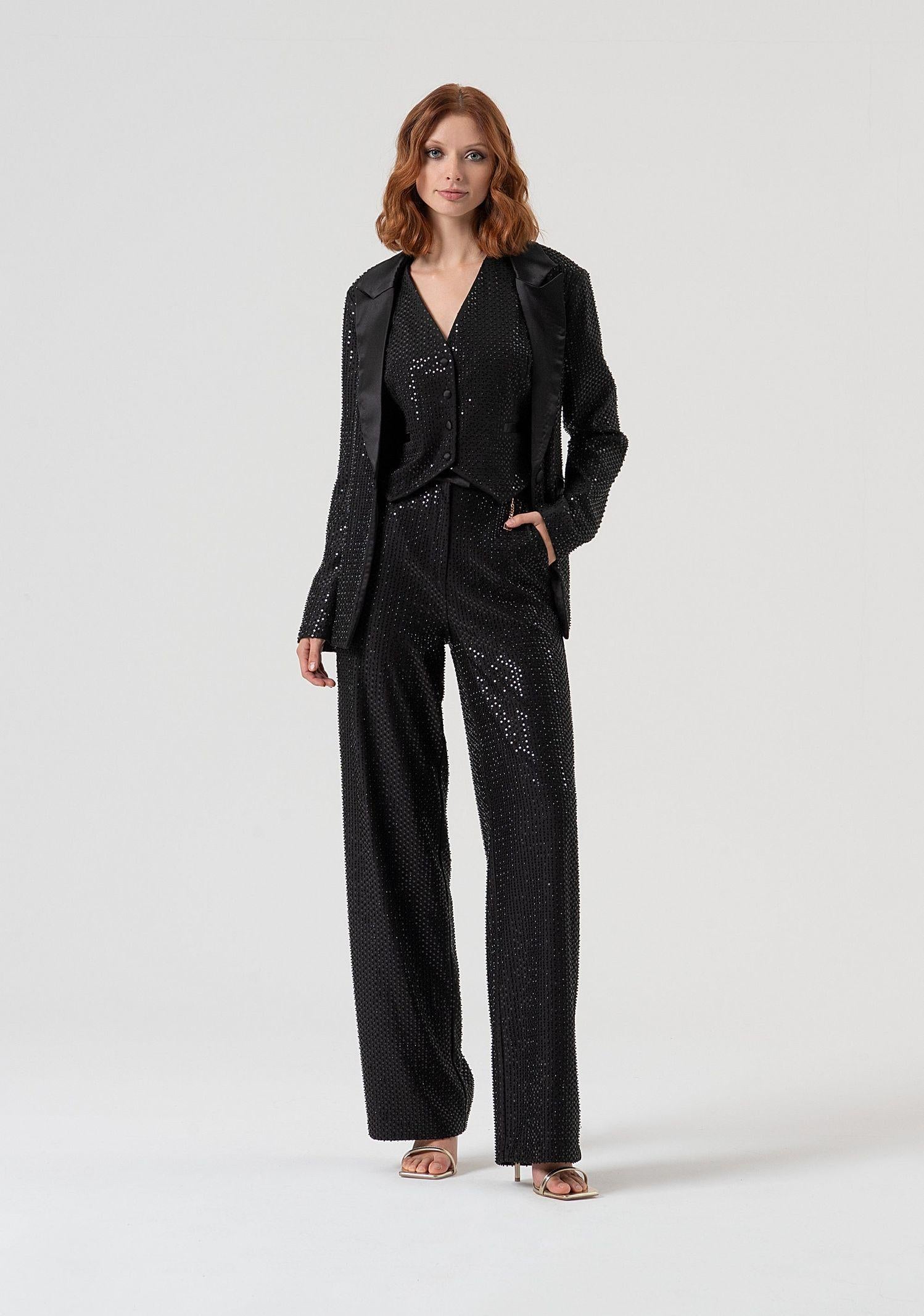 Pantalone palazzo con strass FQ25WV3001W815R9 053 FRACOMINA