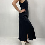 Abito lungo in raso D160 NERO OFELIA