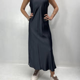 Abito lungo in raso D160 GRIGIO OFELIA