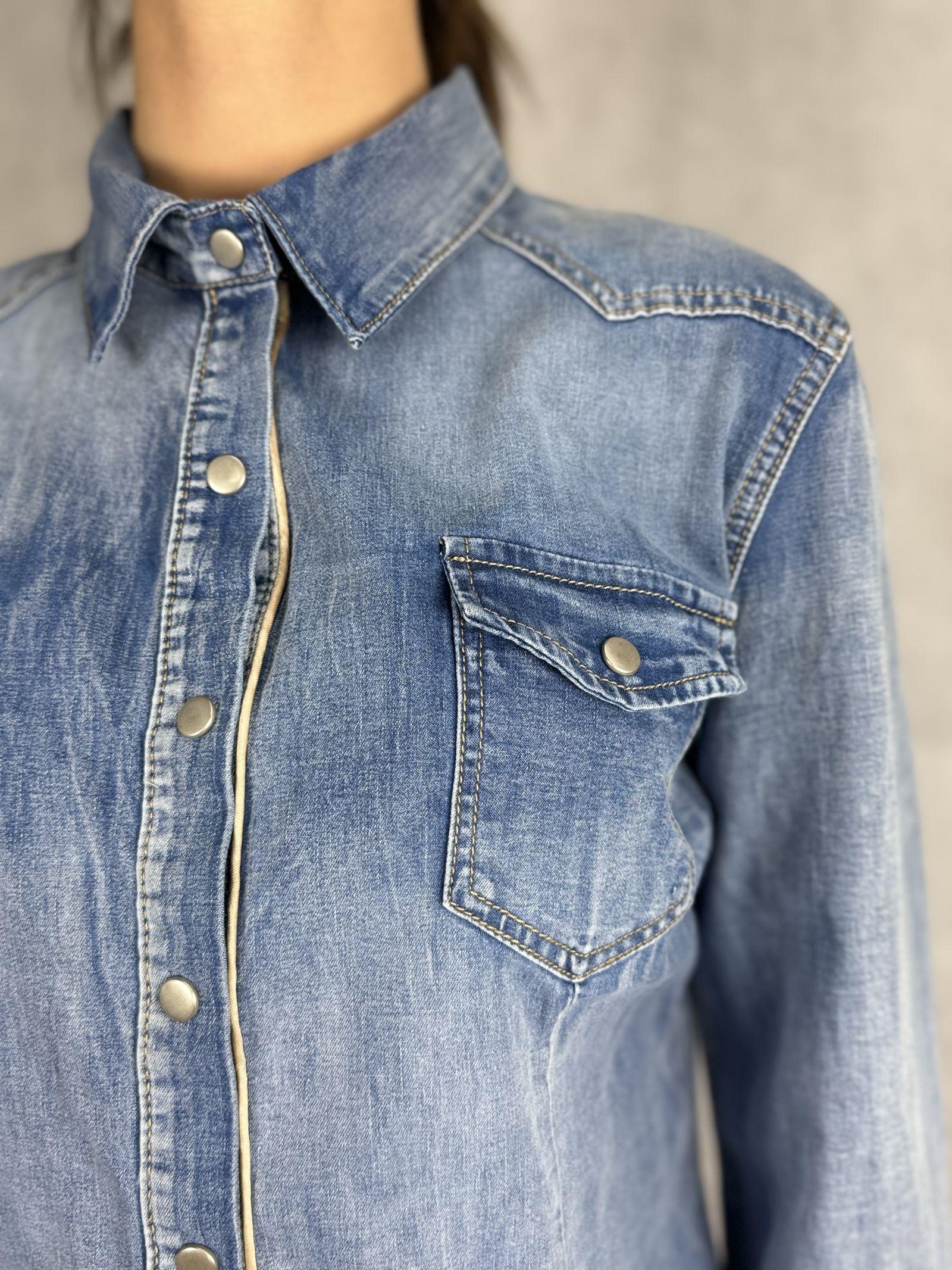 Camicia denim lavaggio chiaro 220102JC710 DENIM OFELIA