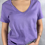 T- shirt basica scollo a V L5560 LILLA OFELIA