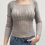 Maglia trasparente maniche lunghe 25002 GRIGIO OFELIA