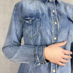 Camicia denim lavaggio chiaro 220102JC710 DENIM OFELIA
