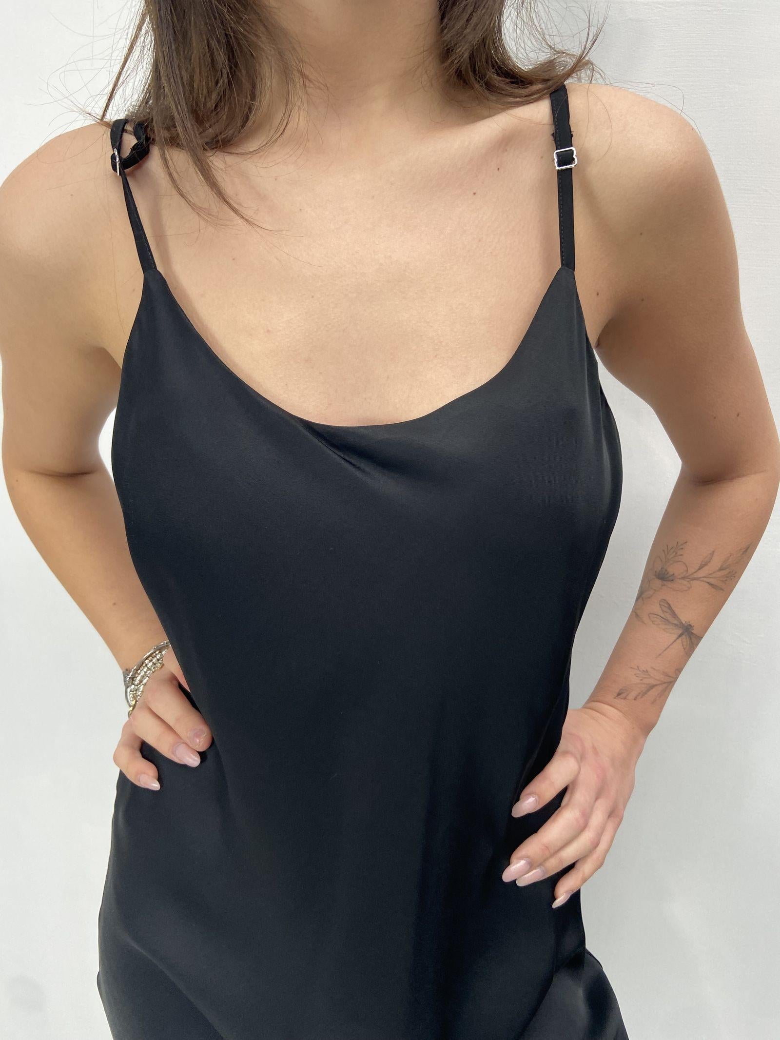 Abito lungo in raso D160 NERO OFELIA