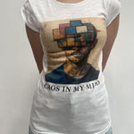 T-shirt con stampa CAOSDONNA BIANCO OFELIA