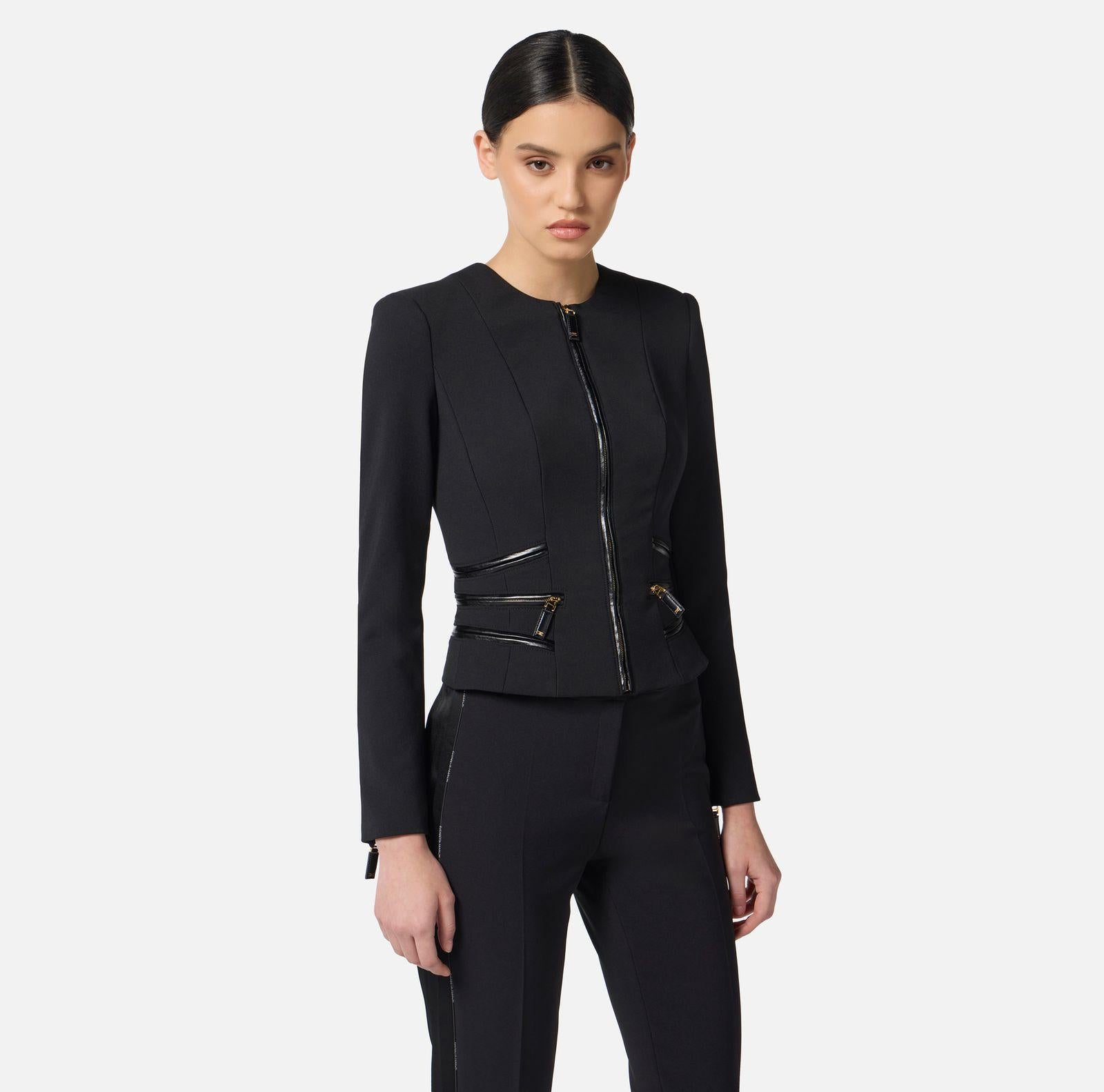 Giacca con dettagli zip GI17356E2 110 ELISABETTA FRANCHI