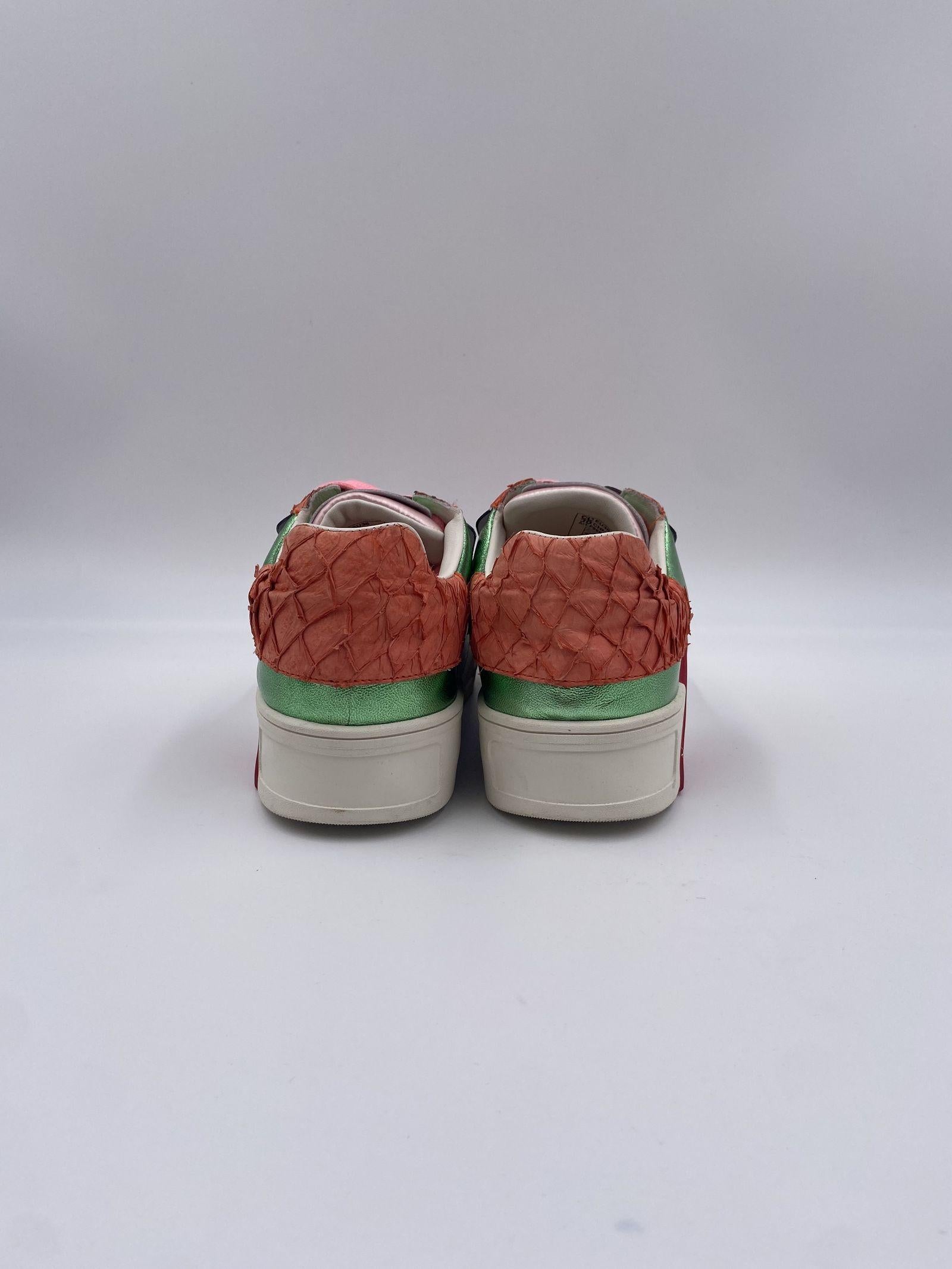 Sneakers argento arancio e verde F066-0203 ROSAVERDE CLJD