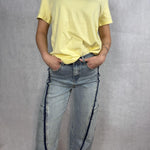 T-shirt basica scollo a V L5560 GIALLO OFELIA