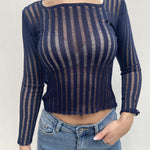 Maglia trasparente maniche lunghe 25002 BLU OFELIA