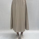 Gonna plissè effetto pelle MK92596 PANNA OFELIA
