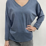 T-shirt scollo a V 2831 BLU OFELIA