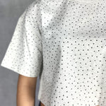 T- shirt girocollo con strass L8586 MELANGE OFELIA