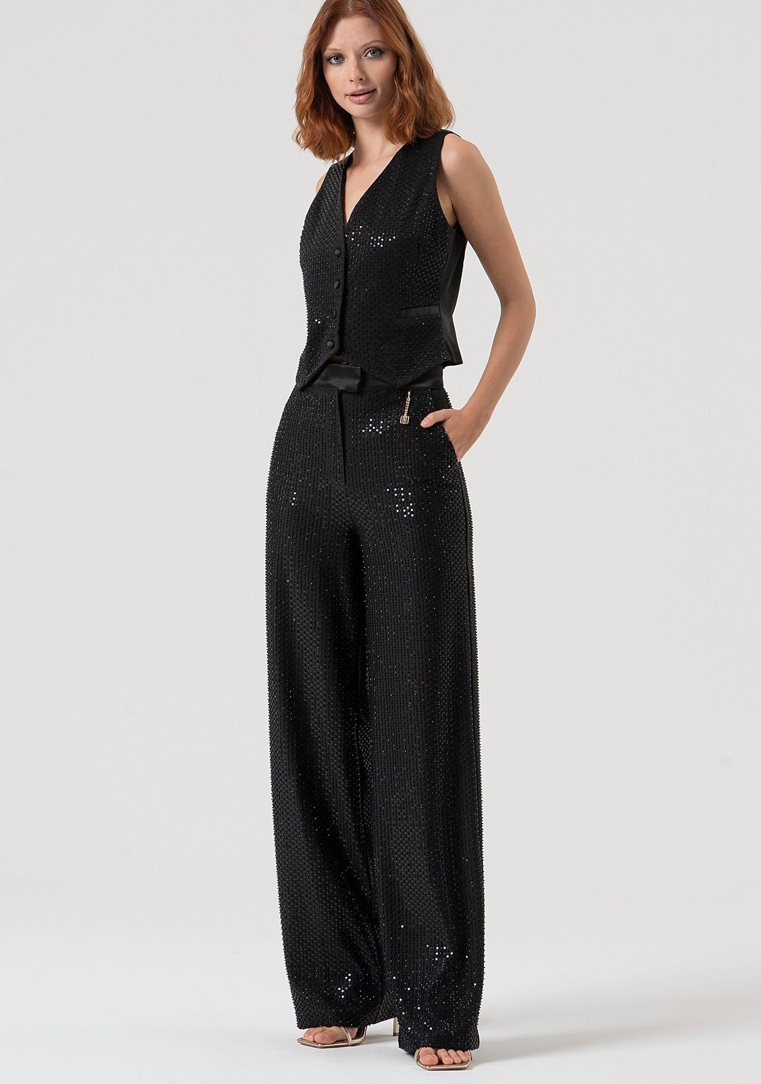 Pantalone palazzo con strass FQ25WV3001W815R9 053 FRACOMINA
