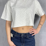 T- shirt girocollo con strass L8586 MELANGE OFELIA