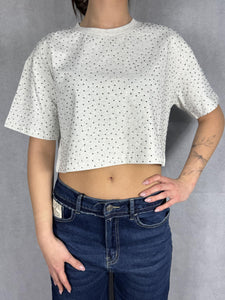 T- shirt girocollo con strass