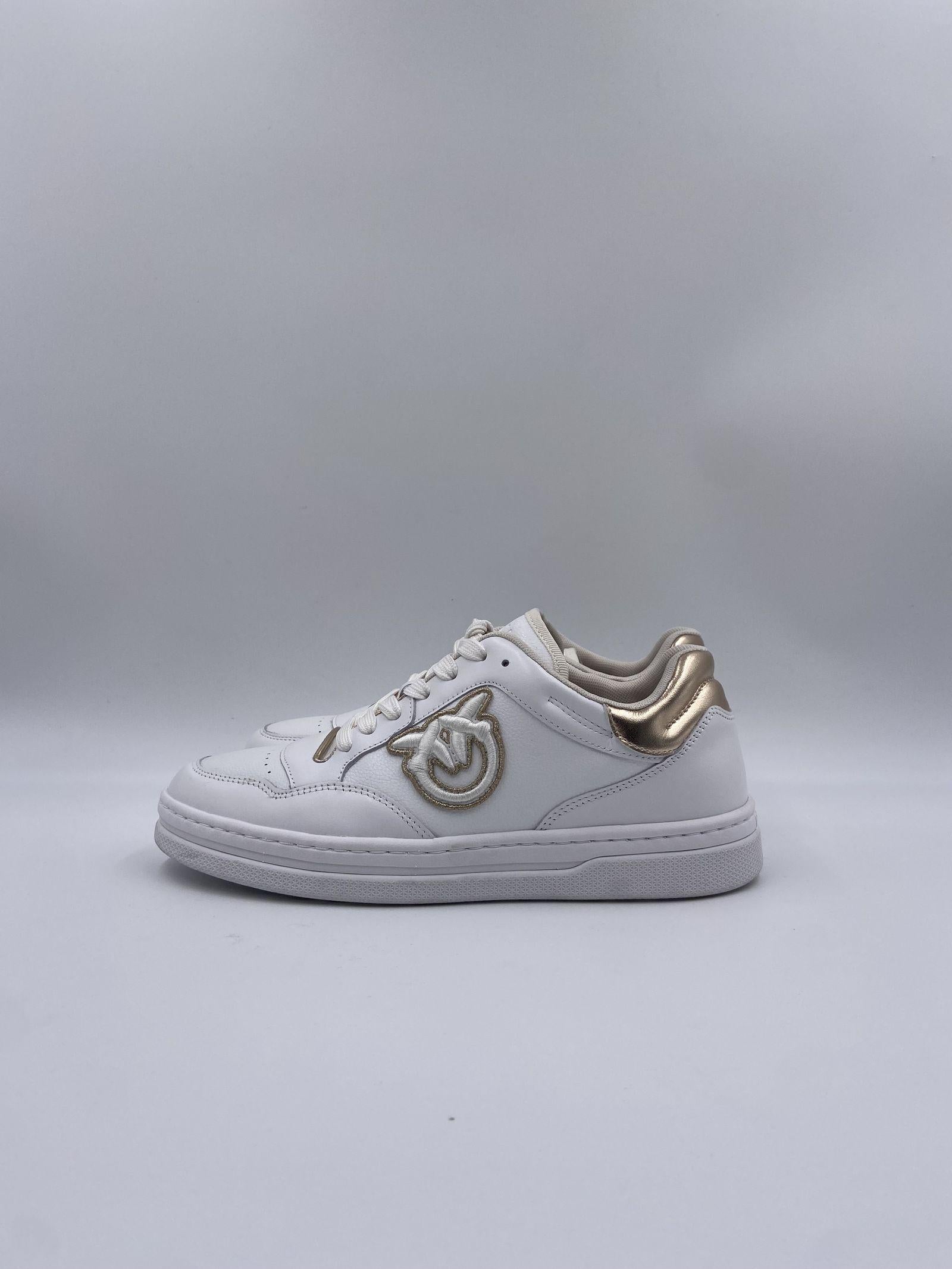 Sneakers tennis in pelle con dettagli metallizzati SS0049P035 ZHC PINKO