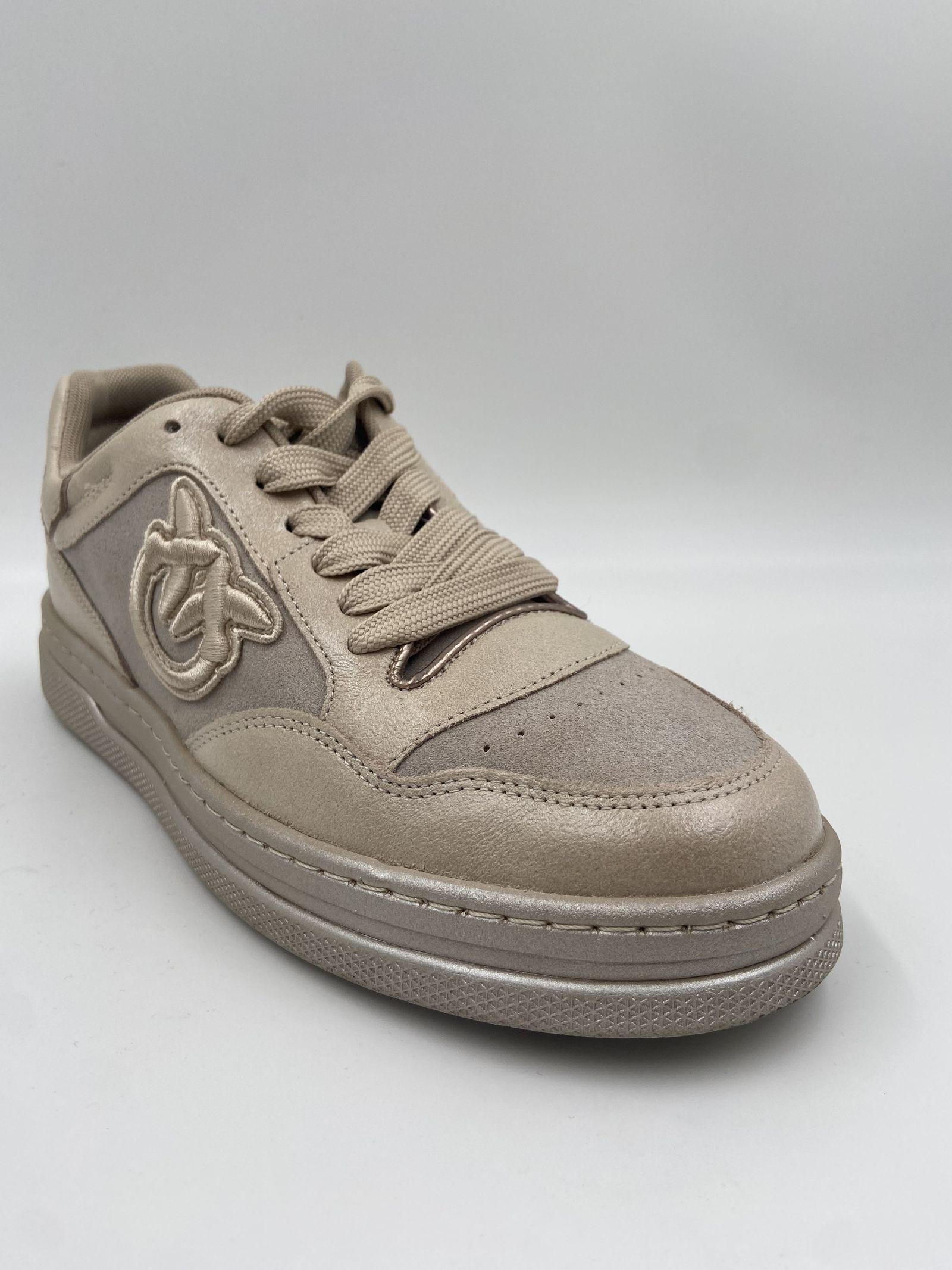 Sneakers in pelle con logo a contrasto SS0049P038 066 PINKO