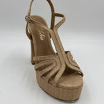 Sandalo con plateau in raffia H2316 BEIGE OFELIA