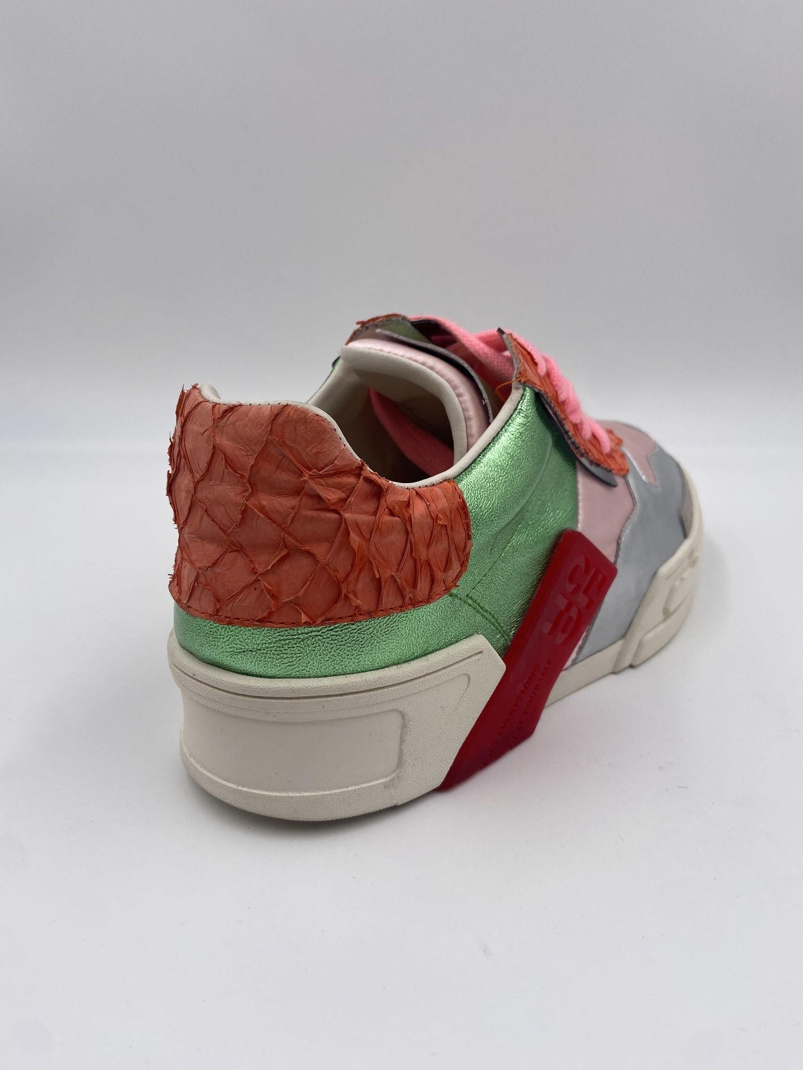 Sneakers argento arancio e verde F066-0203 ROSAVERDE CLJD