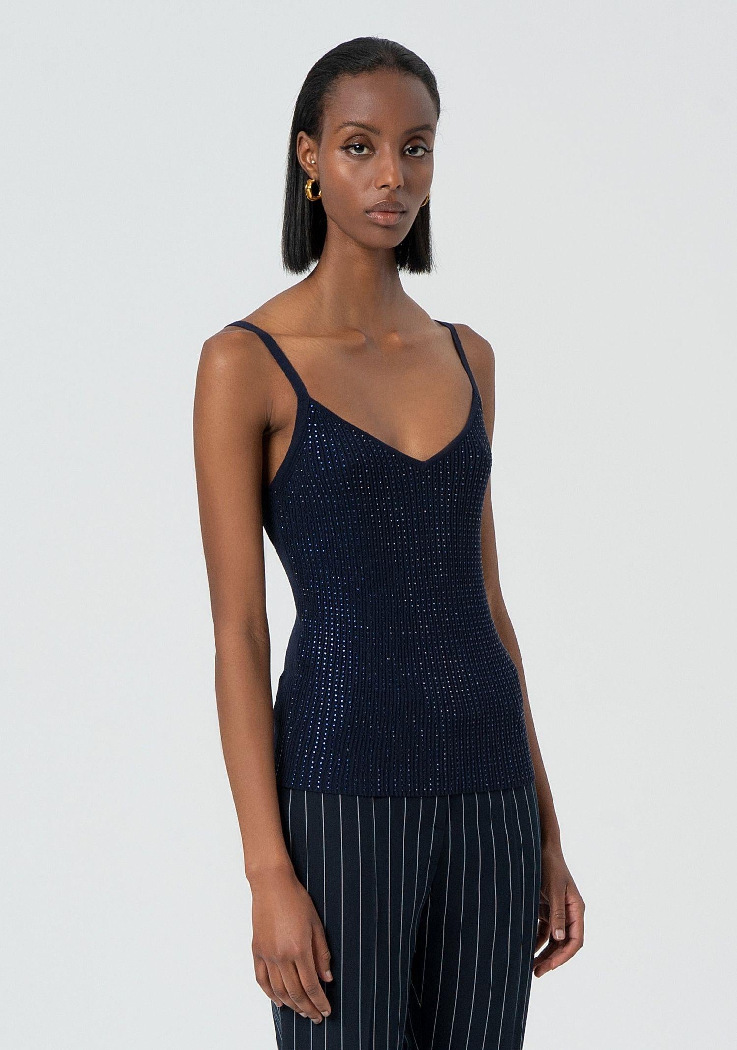 Top a canotta con strass FR25ST4006K410J9 117 FRACOMINA