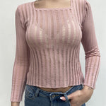 Maglia trasparente maniche lunghe 25002 ROSA OFELIA