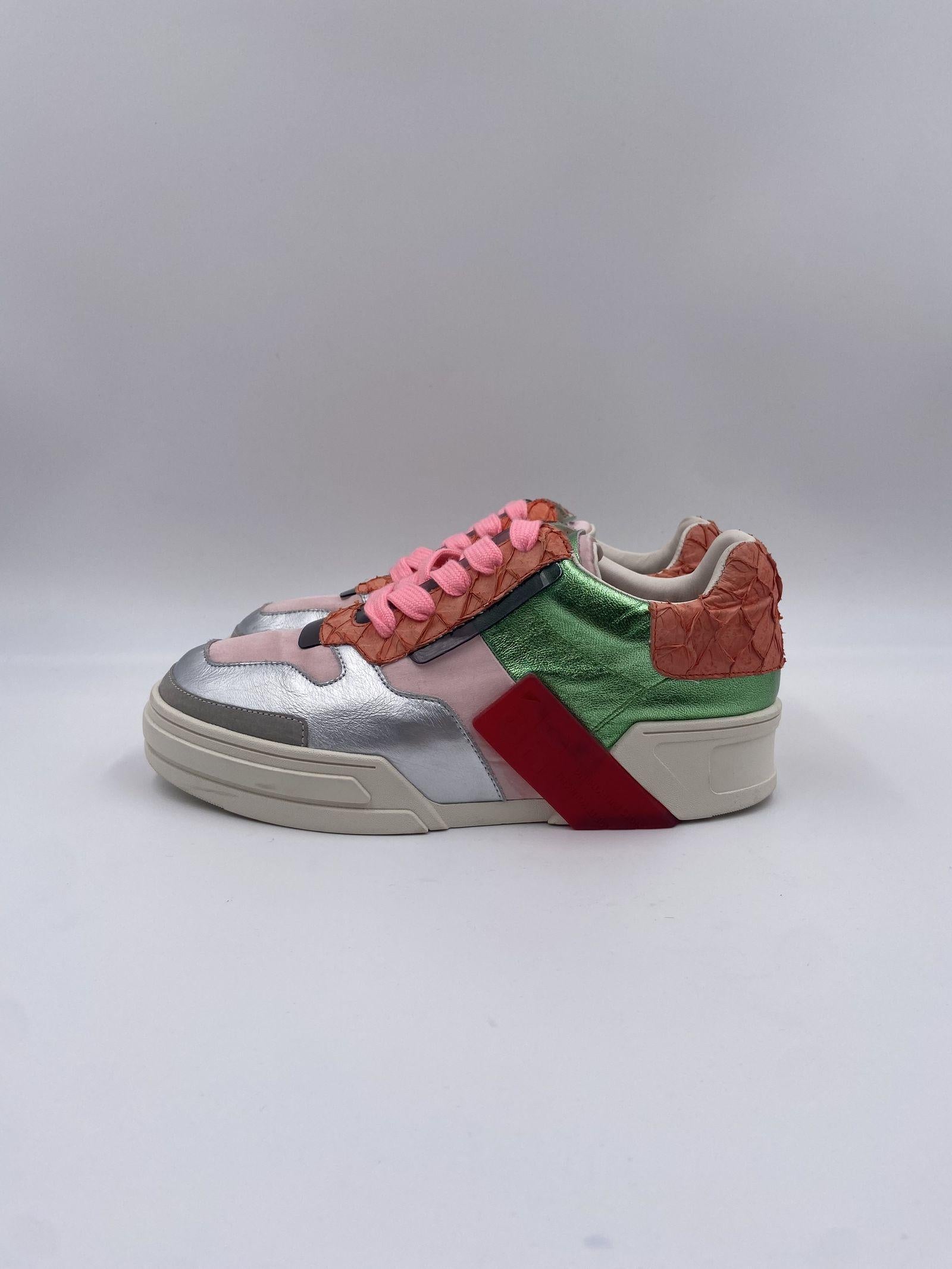 Sneakers argento arancio e verde F066-0203 ROSAVERDE CLJD