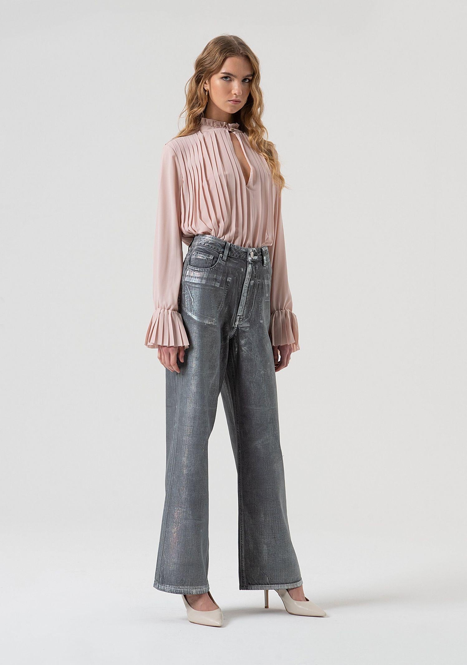 Jeans wide leg spalmato FR25WV2007D419O8 T59 FRACOMINA