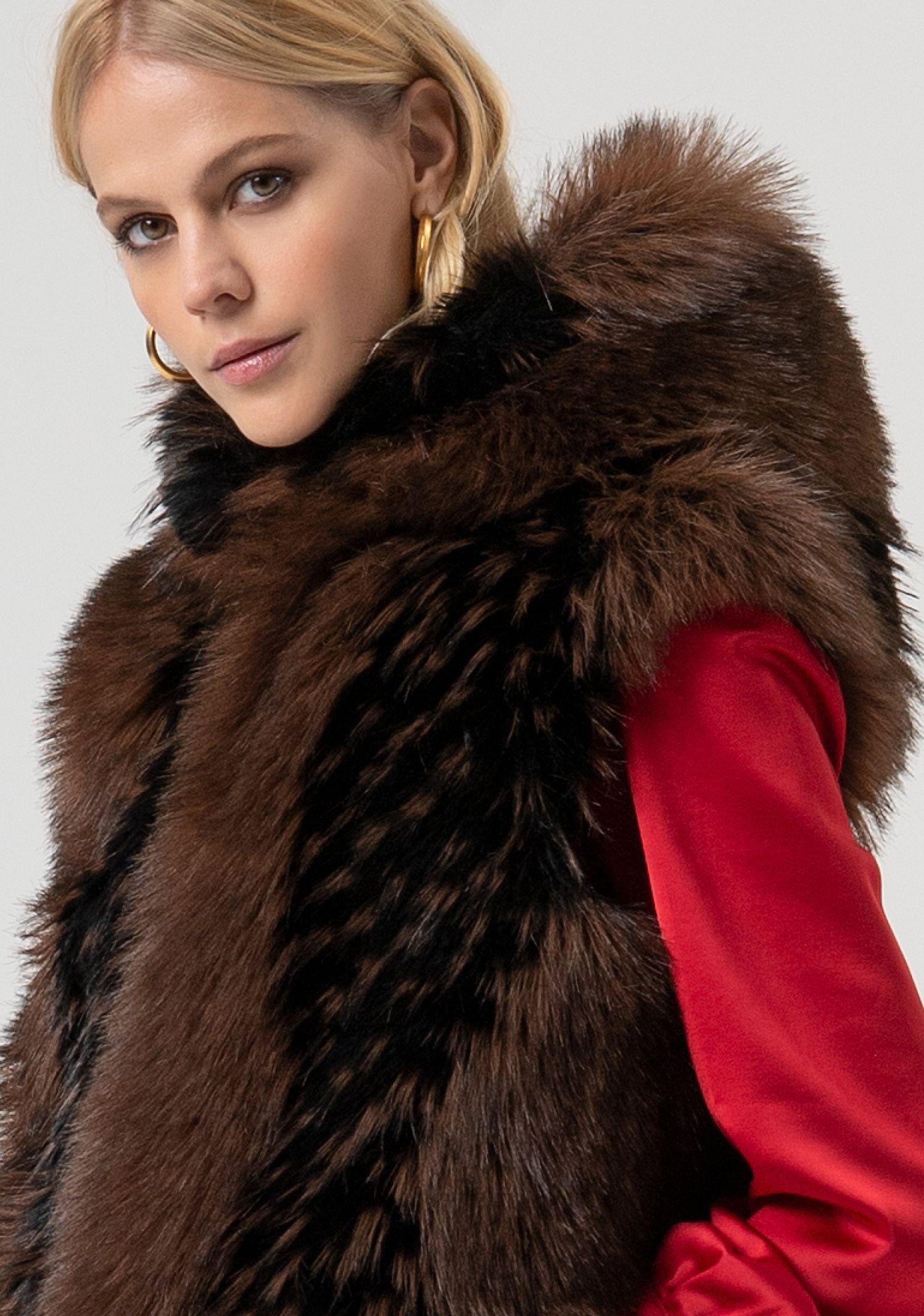Gilet pelliccia con cappuccio FR25WC4006O44501 091 FRACOMINA