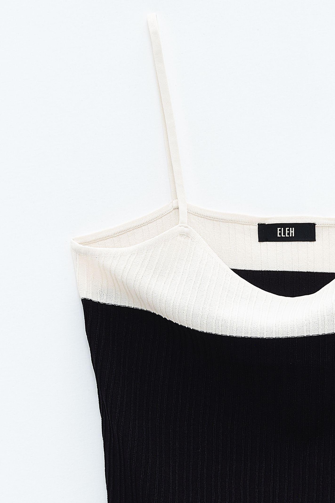 Top cropped bicolore SSEM05012 NERO ELEH